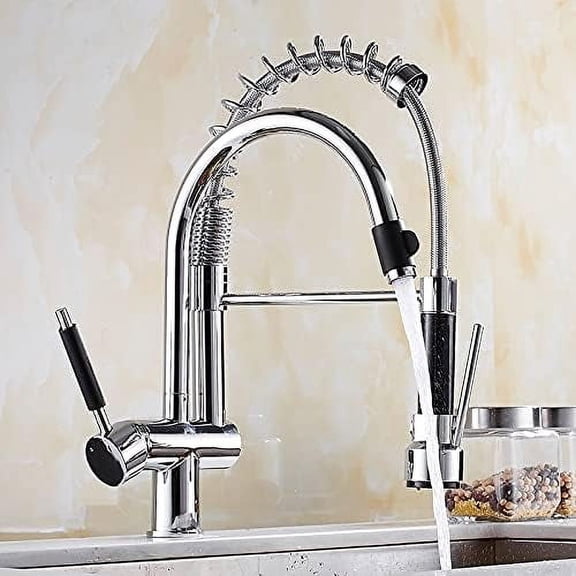 Kitchen Sink Faucet for Bar Farmhouse Commercial, Brass Crane for Kitchen, Deck Mounted Chrome Water Filter Tap, Sink Faucet Mixer, Pull Out Kitchen Faucet, 3 Way Kitchen Faucet