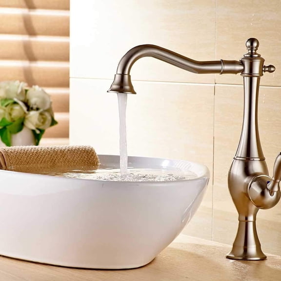 Kitchen Sink Faucet for Bar Farmhouse Commercial, Bronze Black Long Neck Kitchen Faucet, Deck Mounted Rotate Spout Bathroom Kitchen Mixer Tap, Hot Cold Water Faucet