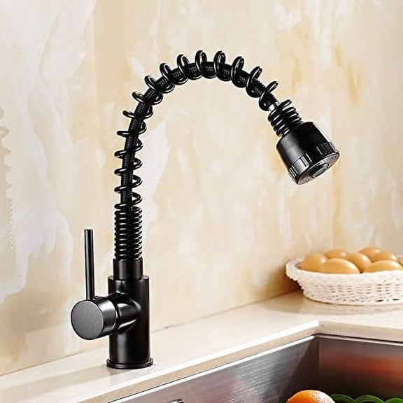 Kitchen Sink Faucet for Bar Farmhouse Commercial, Chrome Modern Spring Kitchen Faucets Sink Tap, Pull Out Solid Brass Mixer, Single Handle Deck Mounted Water Mixer Taps