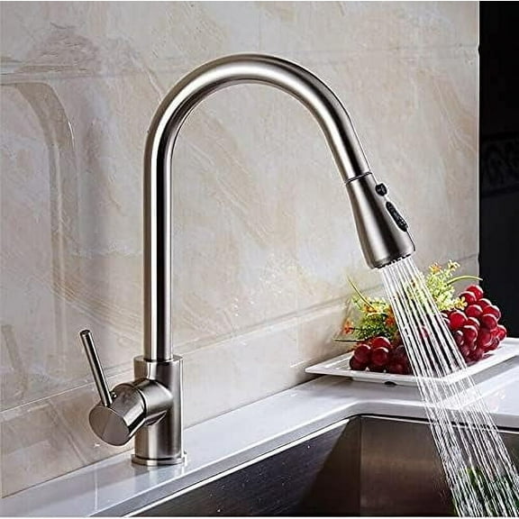Kitchen Sink Faucet for Bar Farmhouse Commercial, Chrome/Nickel Sink Mixer Tap, Pull Out Kitchen Faucet, 360 Degree Rotation Kitchen Mixer Taps Kitchen Tap