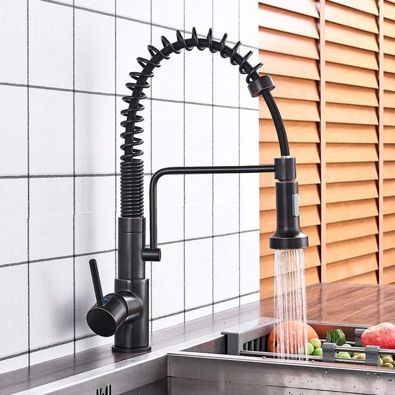 Kitchen Sink Faucet for Bar Farmhouse Commercial, Chrome Polish Kitchen Faucet, Deck Mounted Hot Cold Water Mixer Faucet, Spring Kitchen Pull Down Mixer, 2 Function Spout Water Mixer Tap