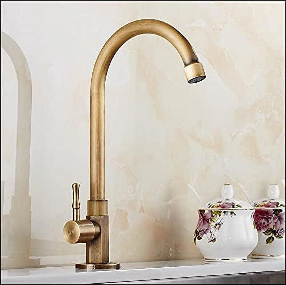 Kitchen Sink Faucet for Bar Farmhouse Commercial, Fashion Single Cold Basin Faucet, Europe Style Total Brass Antique Bronze Kitchen Faucet, Swivel Kitchen Mixer Tap, Sink Tap