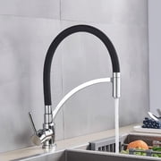 Kitchen Sink Faucet for Bar Farmhouse Commercial, Flexible Rotated Kitchen Faucet, Dual Spout Dual Different Handles Mixer Tap, Hot and Cold Deck Mounted Kitchen Tap