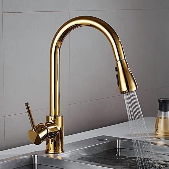 Kitchen Sink Faucet for Bar Farmhouse Commercial, Kitchen Faucet Mixer, Pull Out Kitchen Tap, Single Handle Single Hole 360 Rotate, Copper White/ Nickel/Gold Swivel Sink Mixer Tap
