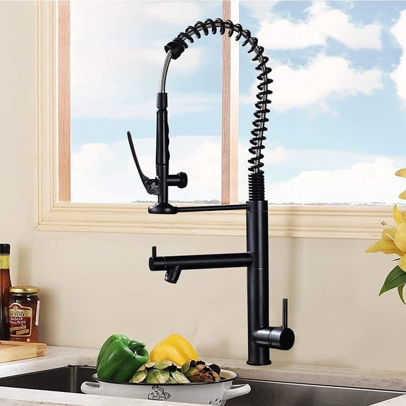 Kitchen Sink Faucet for Bar Farmhouse Commercial, Luxury Black Bronze Spring Kitchen Mixer Faucet, Vanity Tap Single Handle Mixer Tap Sink Faucet, 360 Rotation Kitchen Faucets