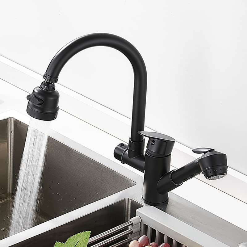 Kitchen Sink Faucet for Bar Farmhouse Commercial, Matte Black Brass