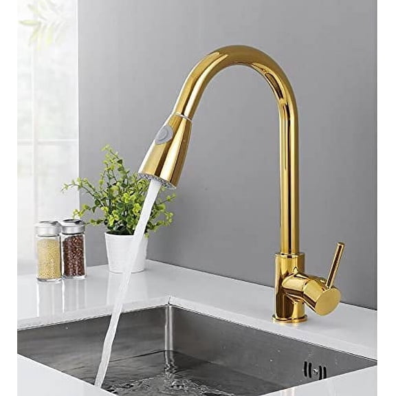 Kitchen Sink Faucet for Bar Farmhouse Commercial, Nickel Brushed Chrome Sink Mixer Tap, Single Handle Kitchen Faucet, 360 Degree Rotation Kitchen Mixer Taps, Pull Down Spring Kitchen Tap