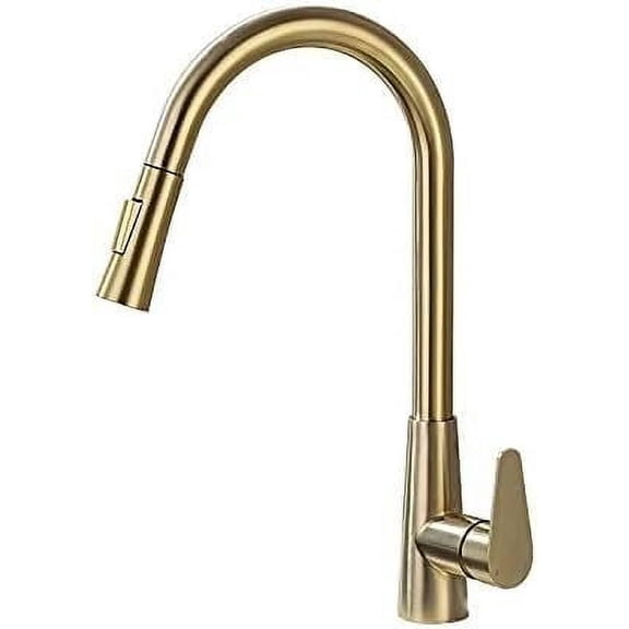 Kitchen Sink Faucet for Bar Farmhouse Commercial, Pull Out Kitchen Brushed Gold Kitchen Black Sink Mixer Tap, 360 Degree Rotation Kitchen Mixer Taps, Single Handle Kitchen Tap