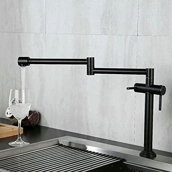 Kitchen Sink Faucet for Bar Farmhouse Commercial, Solid Brass Crane for Kitchen Deck Mounted Sink Mixer, Foldable Kitchen Faucet, Nickel Brushed/Gold/Chrome/ORB/Black