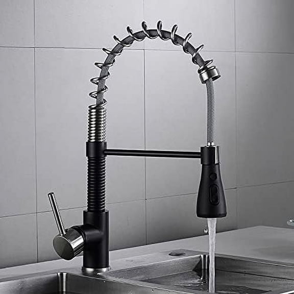 Kitchen Sink Faucet for Bar Farmhouse Commercial, Spring Pull Out Kitchen Faucet, Brass Black and Nickel Pull Down Kitchen Sink Faucet, Luxury Hot & Cold Kitchen Mixer Tap