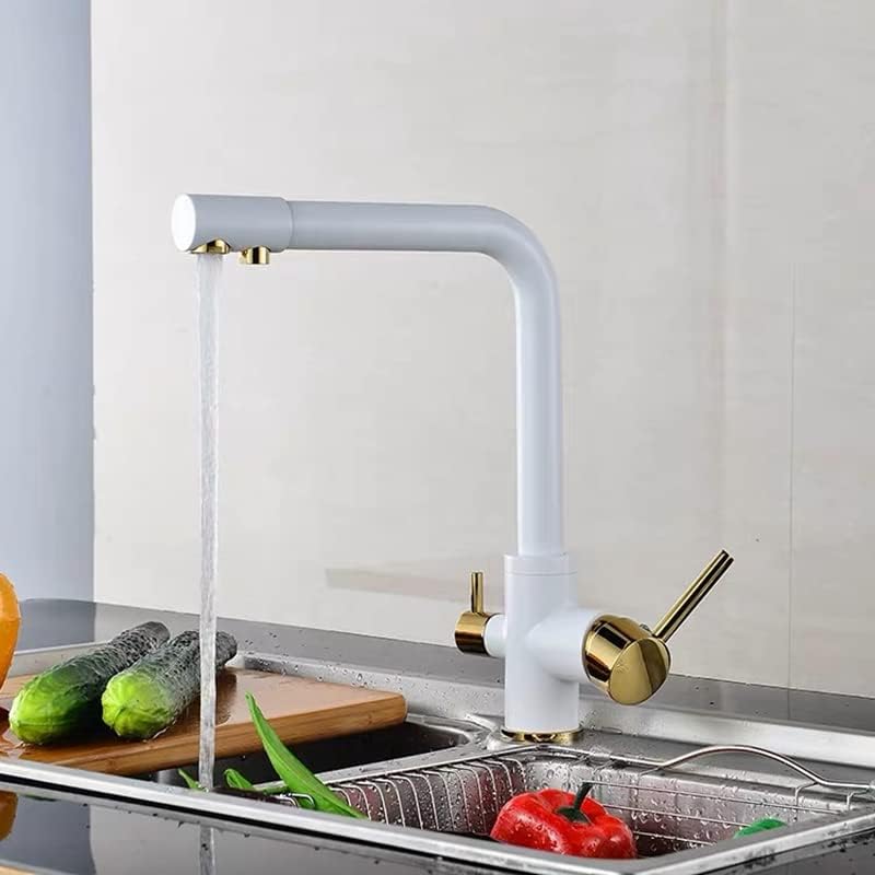 Kitchen Sink Faucet for Bar Farmhouse Commercial, White Brass Kitchen
