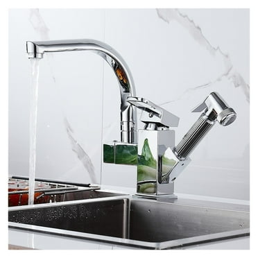 Kitchen Sink Faucet Black Deck Mounted Flexible Pull Out Mixer Tap Hot Cold Kitchen Faucet Spring Spout Chrome Silver Faucet