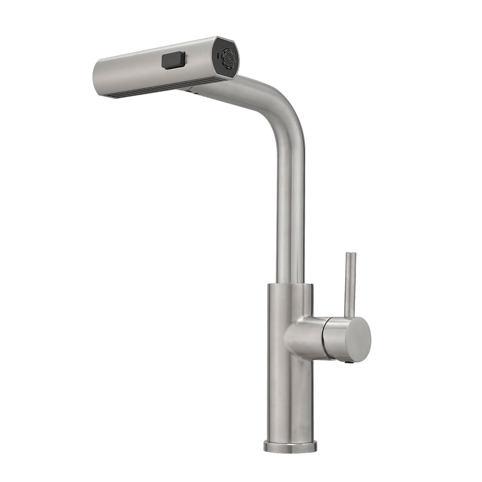 KINGO HOME Brushed Nickel Kitchen Faucet With Sprayer, Arc Single Handle Kitchen Sink Faucet One Hole Stainless Steel Kitchen Faucets Farmhouse Camper Laun