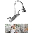 thumbnail image 1 of RV Kitchen Faucet, Non-Metallic Camper Kitchen Sink Faucet 8 Inch 2 Hole Double Handles with Flexible Arch 360 Degree Rotatable Spout for Campers, Motorhome, Travel Trailer, Chrome, 1 of 9