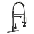 thumbnail image 1 of Kitchen Sink Faucet with LED Pull Down Sprayer, Commercial Single Handle High Arc Kitchen Faucet, Spring Sink Faucets with Deck Plate, Dual Spouts, Stainless Steel, 1 of 9