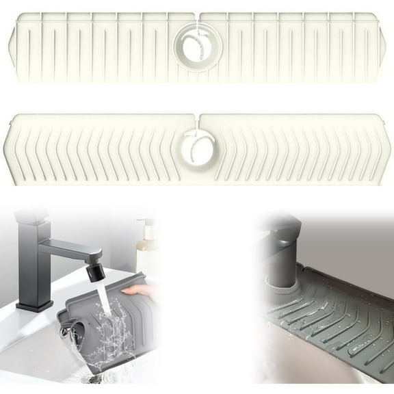 Kitchen Sink Faucet Mat, 30in Extra Long Foldable Silicone Faucet Guard & Splash Guard, 2026 Multi-Functional Draining Mat to Keep Countertops Dry, Protect Backsplash from Splash