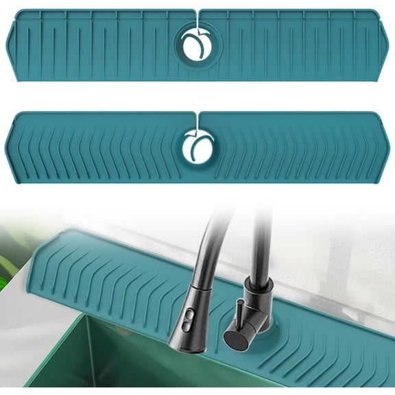 Kitchen Sink Faucet Mat, 30in Extra Long Foldable Silicone Faucet Guard & Splash Guard, 2026 Multi-Functional Draining Mat to Keep Countertops Dry, Protect Backsplash from Splash