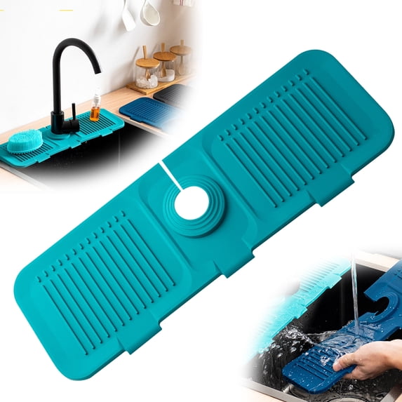 Kitchen Sink Faucet Mat | Diatomite Stone Sink Guard & Drying Tray | Fast-Draining, Non-Slip Sink Protector | 44.5 x 15 cm, 1-Pack