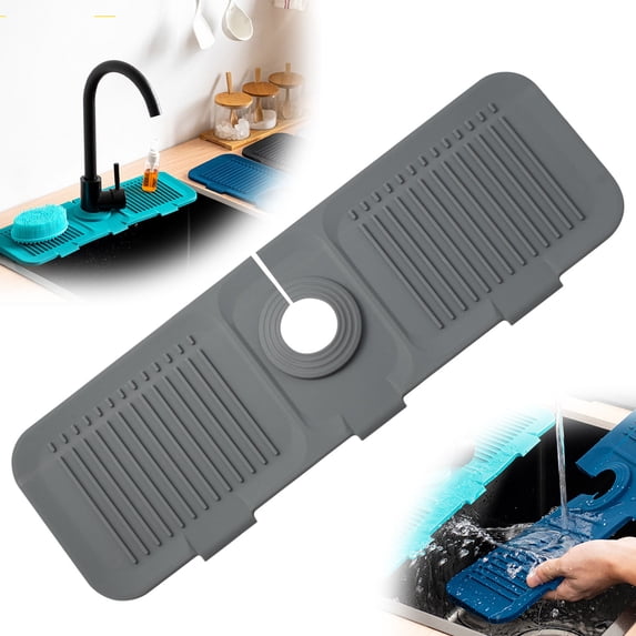 Kitchen Sink Faucet Mat Drip Catcher Tray – Fast Drying Diatomite Stone Sink Guard, Countertop Splash , Non Slip Draining Mat for Kitchen, Bathroom, Laundry