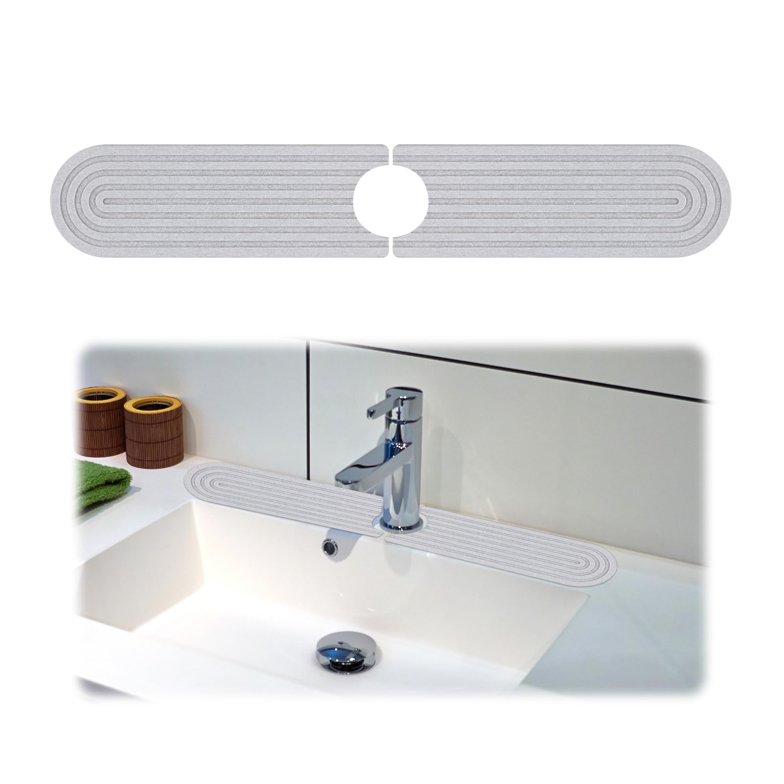Kitchen Sink Faucet Mat, Rounded Edges 24 "Long Earth Quick Drying