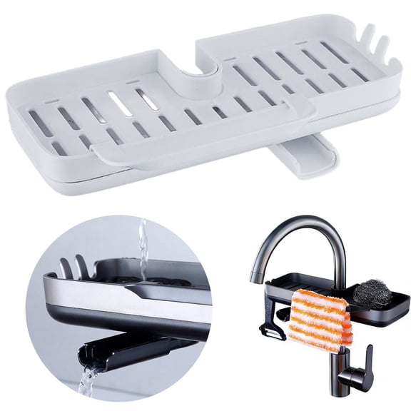 Kitchen Sink Faucet Organizer,Faucet Over The Sink Organizer,Bathroom Sink Shelf Over Faucet,Sponge Holder Sink Organizer Rack Over Faucet For Kitchen Bathroom
