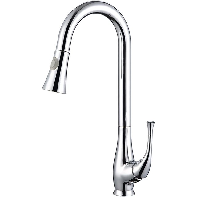 Kitchen Sink Faucet, Rotatable PullOut Kitchen Faucet, Brass Single