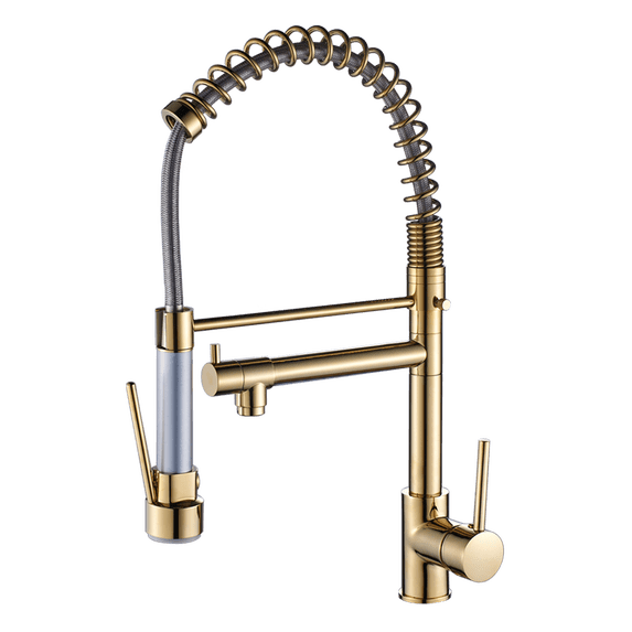 Kitchen Sink Faucet,Single Handle Stainless Steel Kitchen Faucets with Pull Down Sprayer,Golden