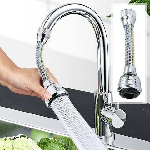 Kitchen Sink Faucet Sprayer with Hose, 360 Rotatable Faucet Booster, Water Saving Faucet Attachment, Food Grade Stainless Steel, Universal Fit for Home Kitchen Bathroom(6.1Inch,Silver)