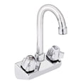 thumbnail image 1 of Kitchen Sink Faucet Wall Mount - DuraSteel 4" Center Commercial Kitchen Sink Faucet with 3-1/2" Gooseneck Spout - Dual Knob Handles - Brass Constructed & Chrome Polished, 1 of 1