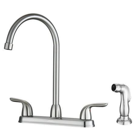 Kitchen Sink Faucet with Side Sprayer High Arch Two Handles Brushed Nickel Kitchen Faucet