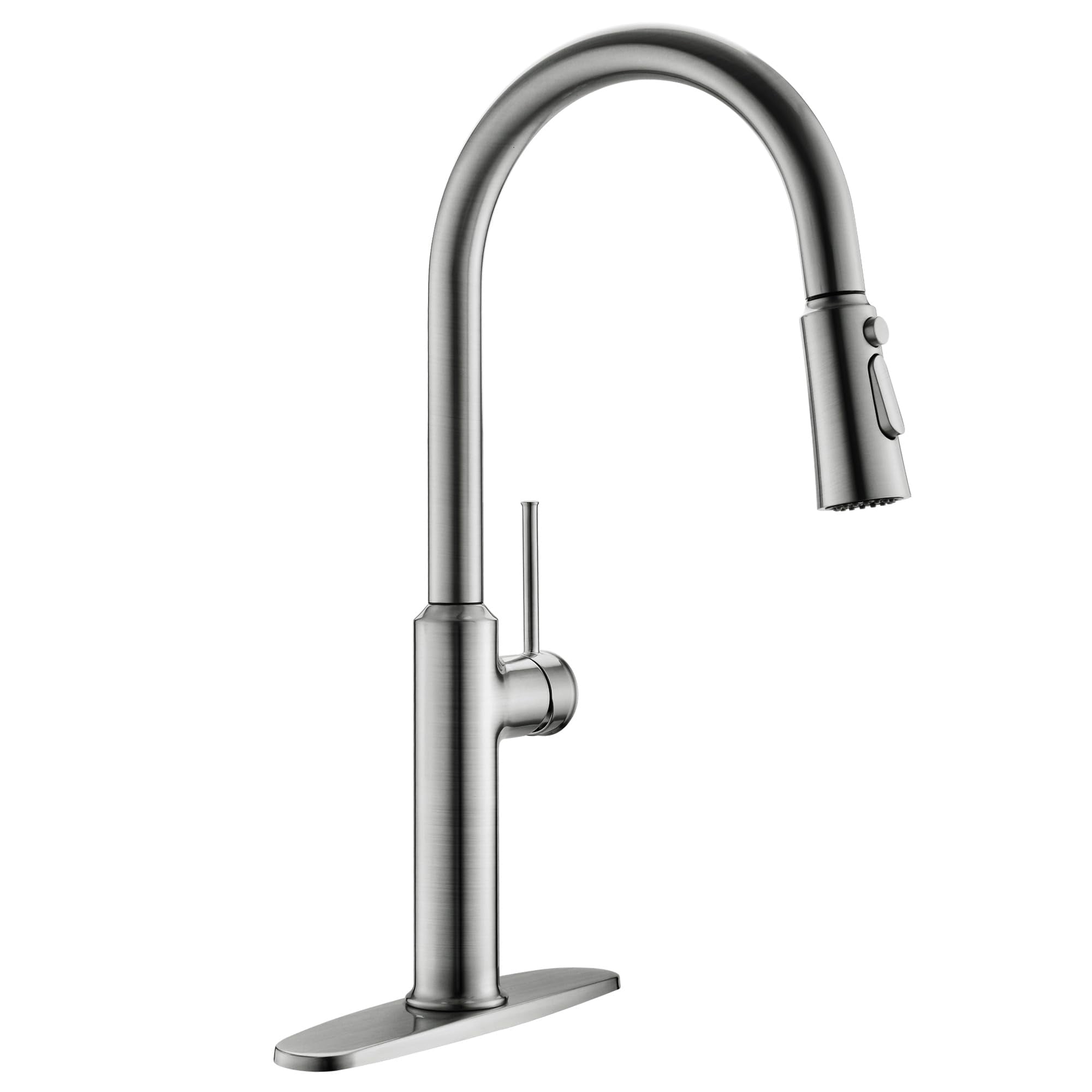 Kitchen Sink Faucets Brushed Nickel, High Arc Single Handle Kitchen ...
