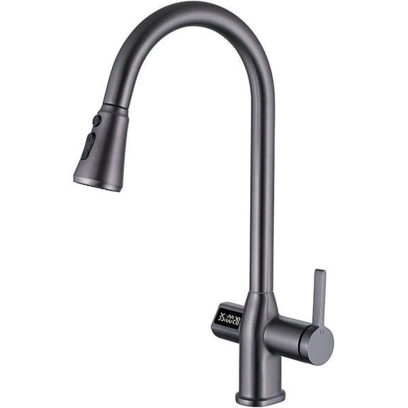 Kitchen Sink Faucets with Digital Temperature Display, Kitchen Faucets, Kitchen Faucet with Pull Down Sprayer, 360 Degree Swivel Sink Faucet, Brass Kitchen Faucet, Faucet for Kitchen Sink