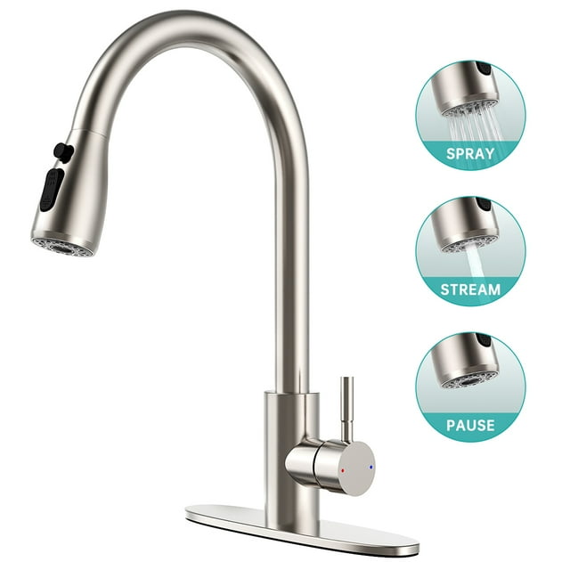 Kitchen Sink Faucets with Pull Down Sprayer, High Arc Single Handle
