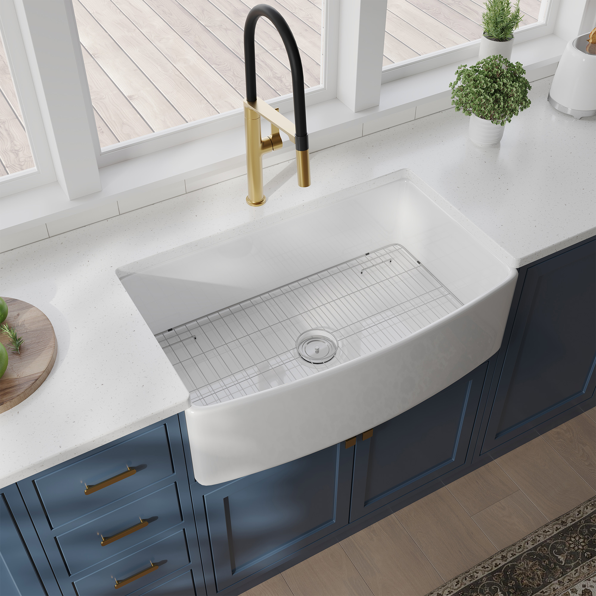 Kitchen Sink Fireclay 30" L X 20" W Farmhouse Arch Edge Apron Front Single Bowl Kitchen Sink,Stainless Steel Kitchen Sink