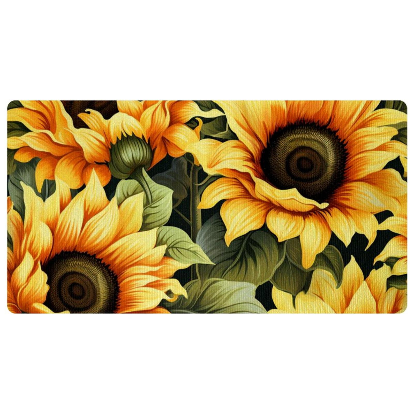 Kitchen Sink Floor Mat, Absorbent Kitchen Runner Rug, Sunflower Non