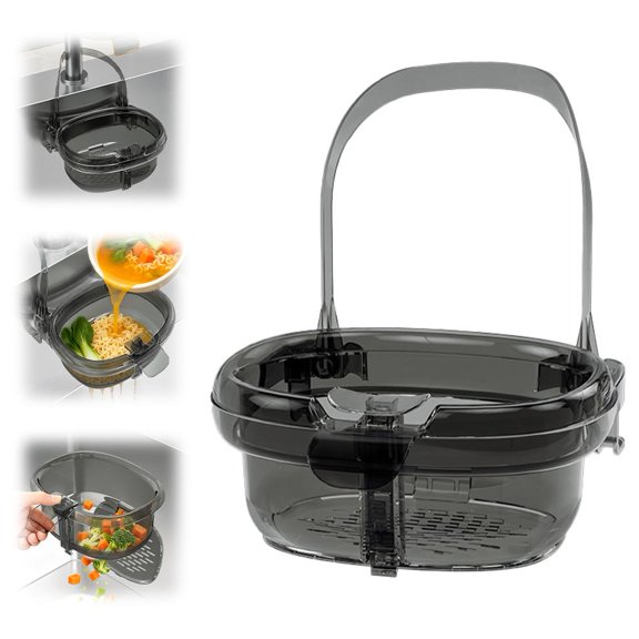 Kitchen Sink Food Catcher, Faucet Mount Garbage Mesh Drain Basket with Push Button Dump for Food Waste, Soup, Tea, Fruit, RV Kitchen Sink Strainer