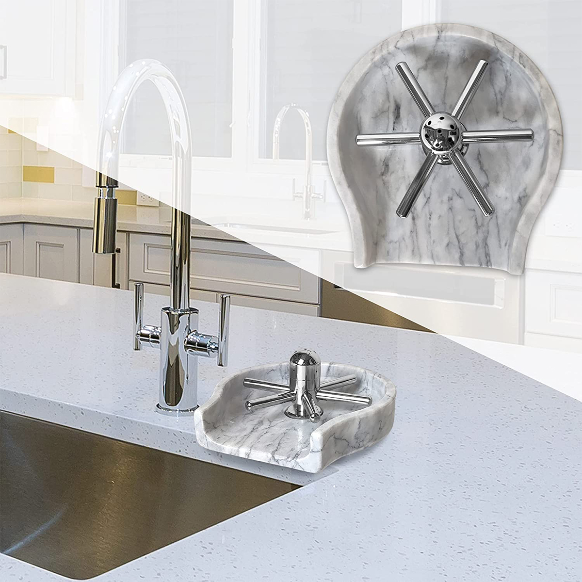 Kitchen Sink Glass Rinser Faucet Bottle Washer with Marble Base