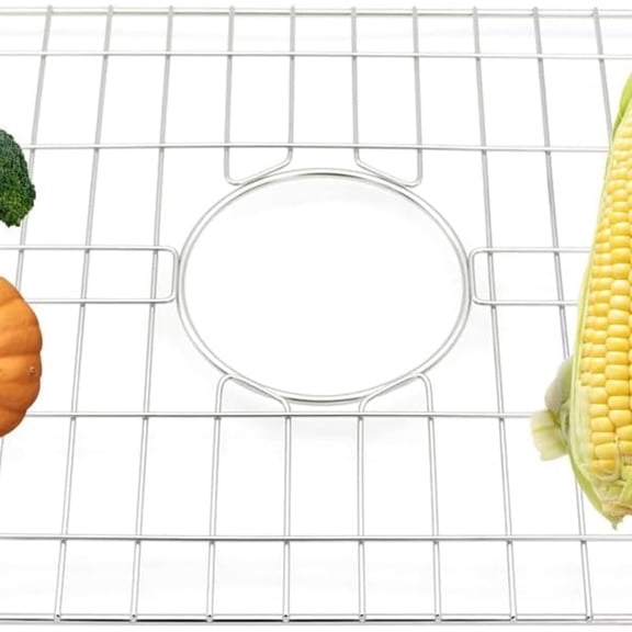 Kitchen Sink Grid 26-1/8"x14-1/4 - Heavy Duty Kitchen Sink Protector with Built-in Strainer & Center Drain, Non-Slip Rubber Feet & Scratch Resistant Bottom Guard
