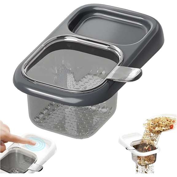 Kitchen Sink Hanging Strainer with Suction Cup, Food Waste Catcher Basket, Hygienic Carry Handle (Grey)