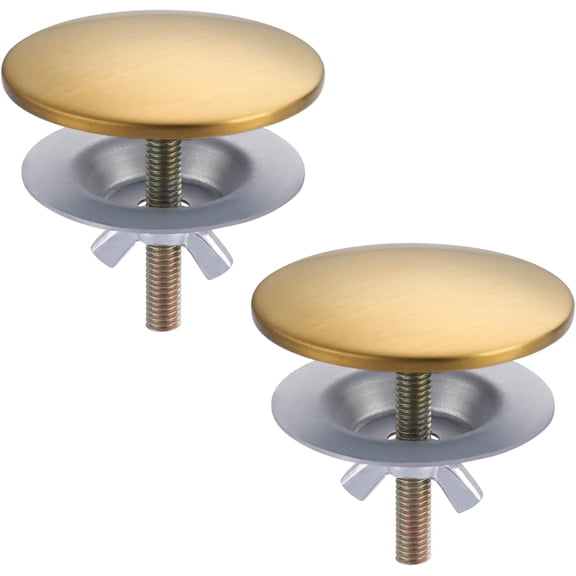 Kitchen Sink Hole Cover, 2 PCS Faucet Plate Stopper, Countertop Cap, Tap Blanking Metal Plug, Brushed Gold