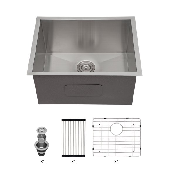 Kitchen Sink Laundry Sink 23 Inch - 23x18x12 Inch Undermount Laundry Utility Sink Deep Single Bowl 16 Gauge Stainless Steel Laundry Tub Sinks,Stainless Steel Kitchen Sink