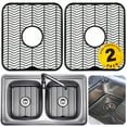 thumbnail image 1 of Kitchen Sink Mat Protector, 12x11 Inch Dish Rack, Raised Feet for Drainage, Scratch Resistant Surface, Dishwasher Safe, 2 Pack, Black, 1 of 5
