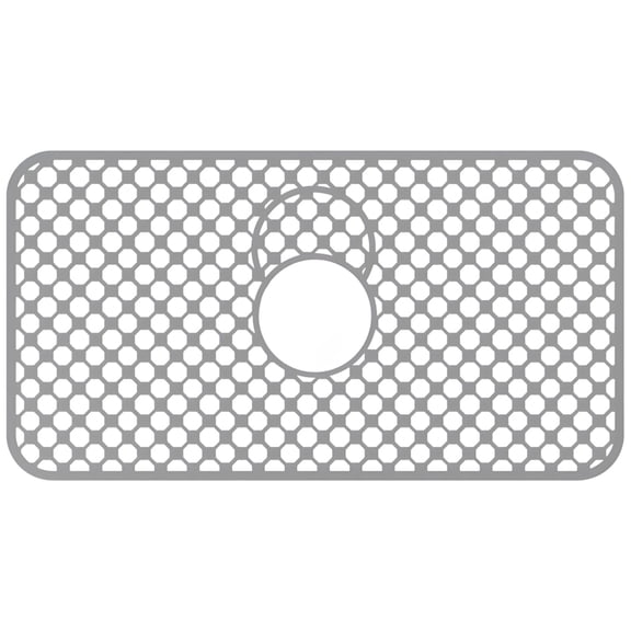Kitchen Sink Mat, Silicone Sink Protector with Central Drain Hole, Non-Slip Hexagon Design, 26 x 14 in