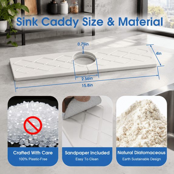 Kitchen Sink Mat Stone Faucet For With Raised Feet Water Absorbing Tray ...