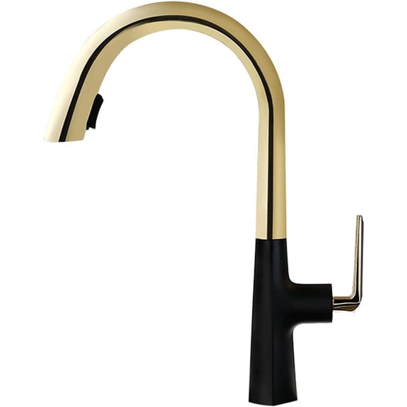 Kitchen Sink Mixer Tap, Pull-Out Single Handle High Arc Kitchen Faucets 360°Swivel Modern Single Handle Spring Kitchen Sink Faucet,Gold