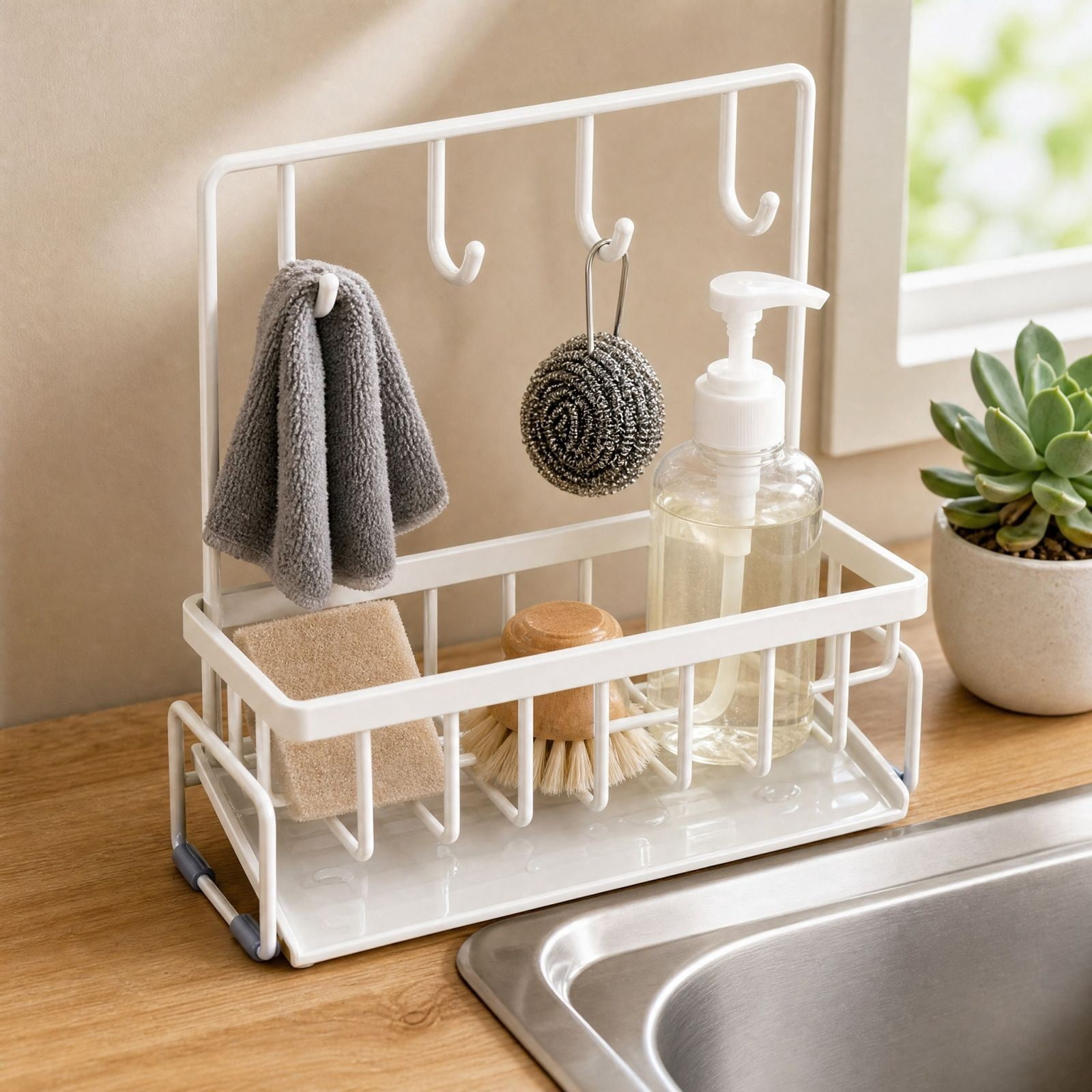 Sponge Dry Rack Kitchen Sink Organizer 9.8 Inch Stainless Steel Dishcloth Drying Rack ...