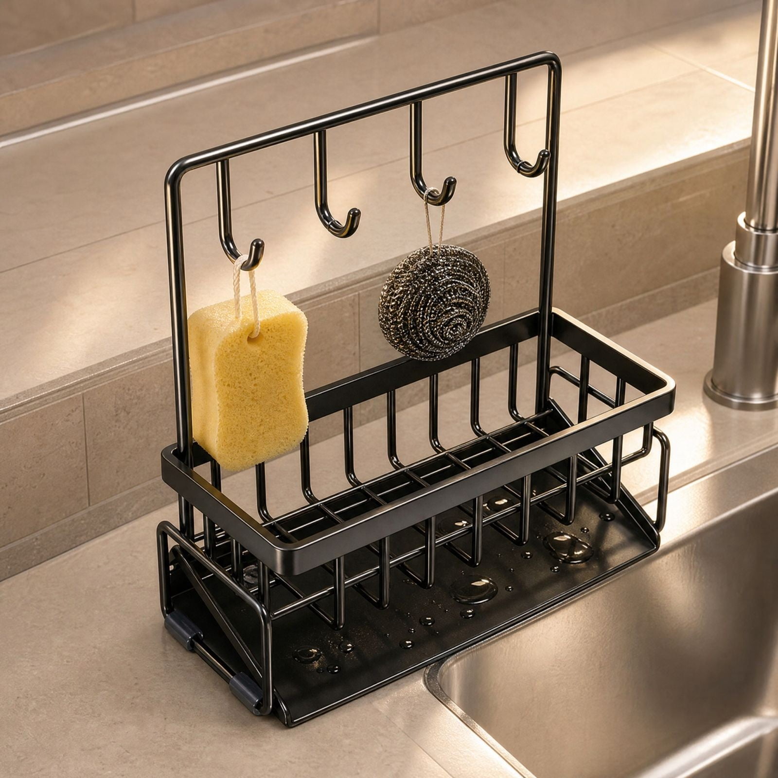 Sponge Dry Rack Kitchen Sink Organizer 9.8 Inch Stainless Steel Dishcloth Drying Rack ...
