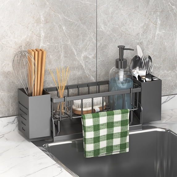 Kitchen Sink Organizer, Countertop Storage Rack Multifunctional Sponge and Dishcloth Holder for Cleaning Supplies