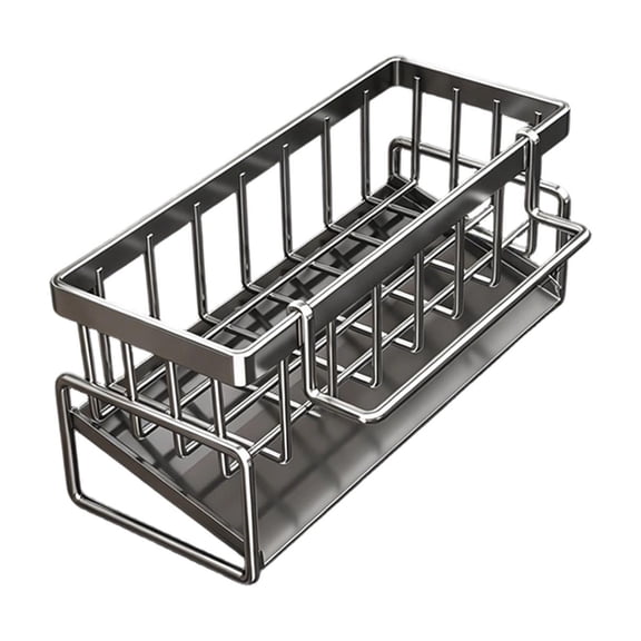 Kitchen Sink Organizer Dish Drying Rack - Slanted Storage Shelf for Sponges, Brushes & Soap, Countertop Drain Rack with Drip Tray, Sink Caddy for Cleaning Supplies Plastic