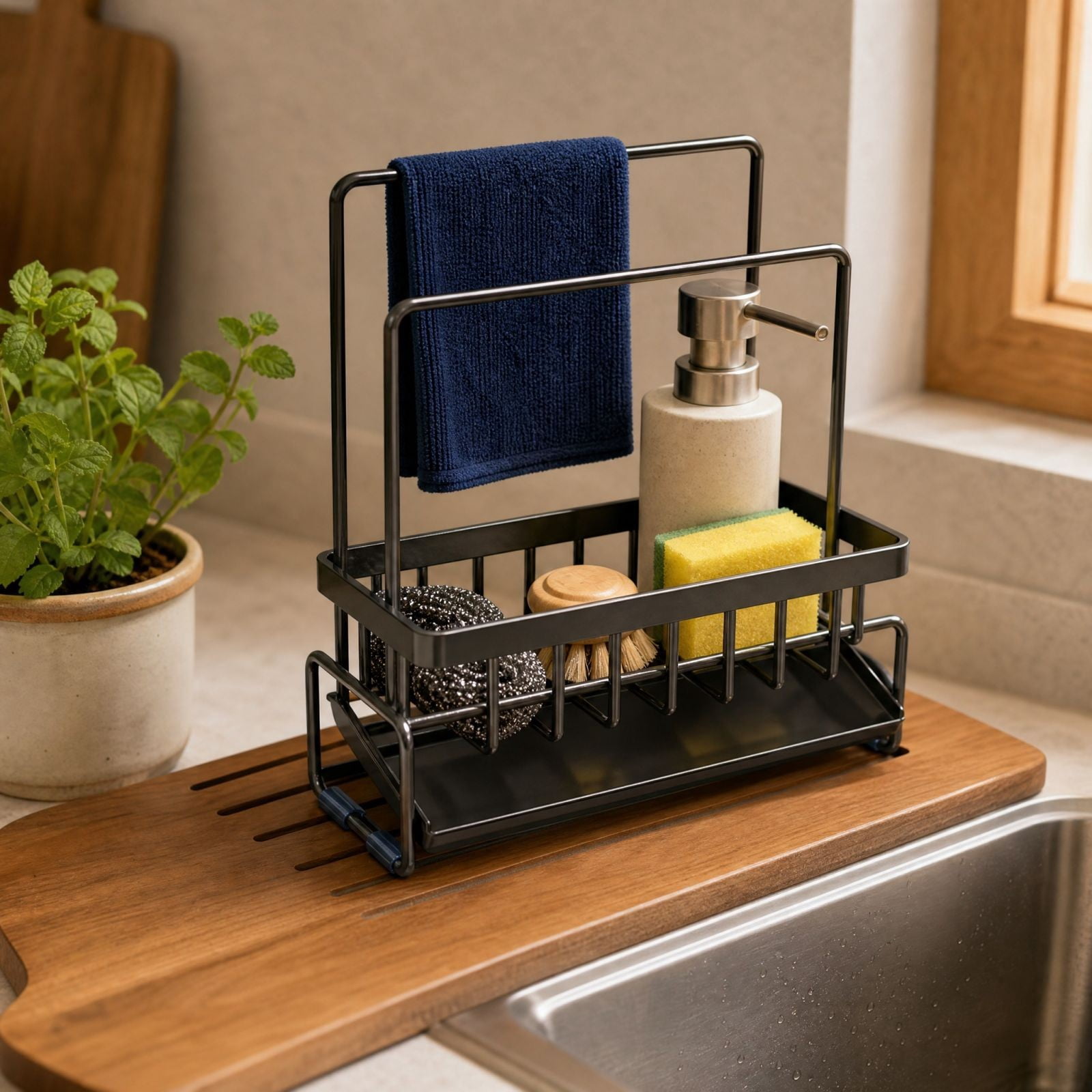 Sponge Dry Rack Kitchen Sink Organizer, Dishcloth Drying Rack, Countertop Storage Stand ...